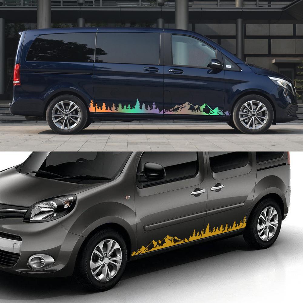 Car Side Door Stickers For Renault Kangoo 1 2 3 4x4 MK1 MK2 MK3 Van Mountian Tree Graphics Vinyl Decals Auto Tuning Accessories