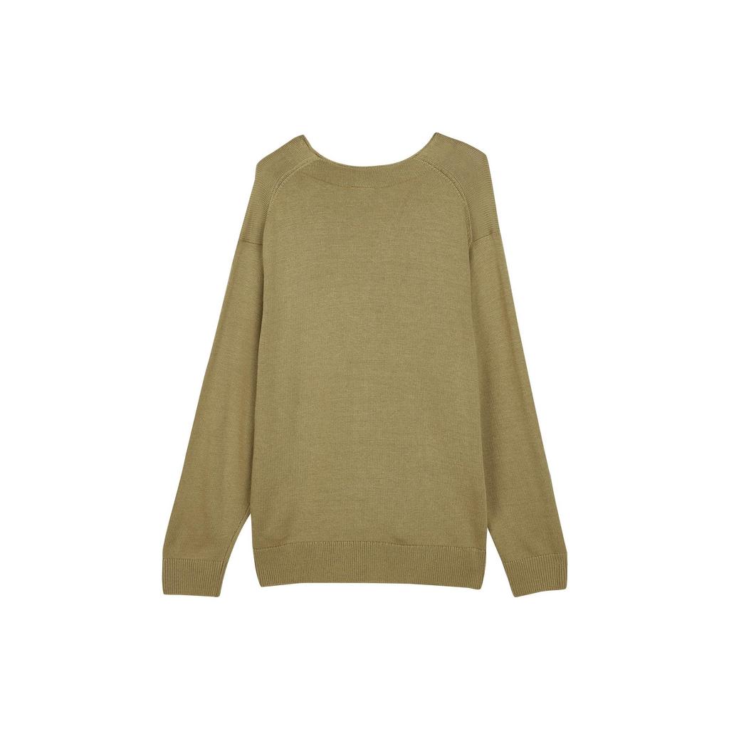 Skechers Casual Solid Color Open Front Long Sleeve Knit Sweater Unisex Sweater Seaweed-Brown L323U172-01EW