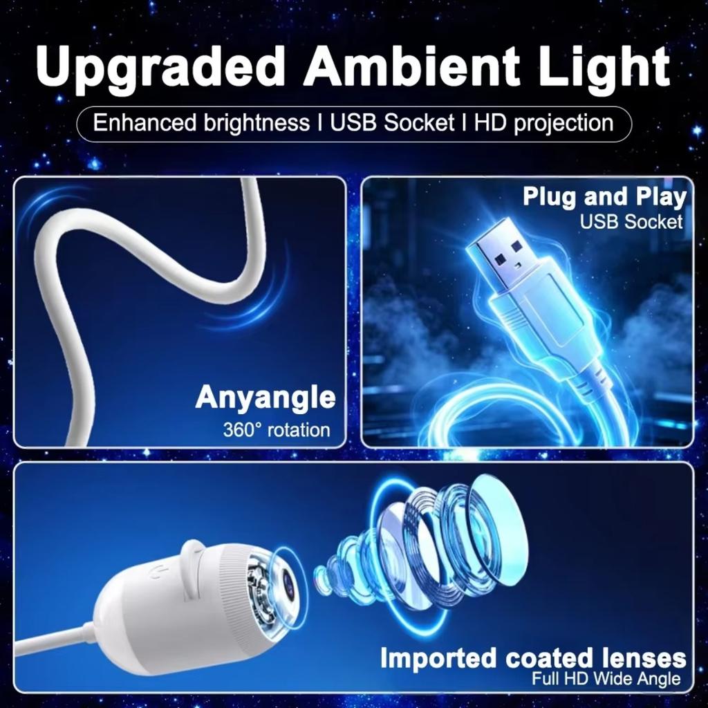 2 in 1 Galaxy Star Projector Lamp with HD Slides Portable USB Starry Sky Projector Night Light for Bedroom Car Ceiling Decor