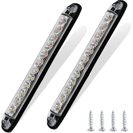 PSEQT 10" LED Trailer Tail Light Bar + Brake Stop +Turn Signal Lights Assembly Identification Red & Amber Sequential Strobe Strip Light Waterproof