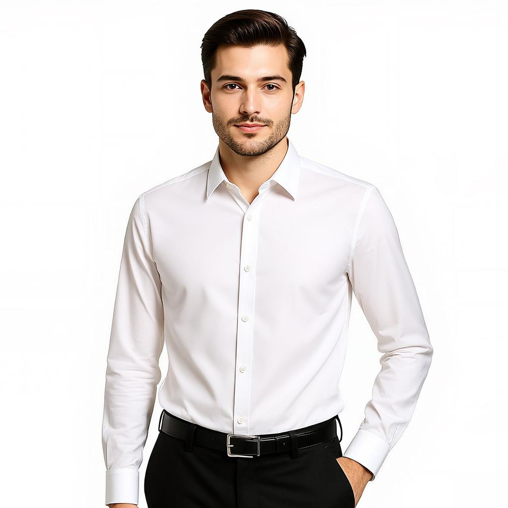 VEVOR Men's Button Up Shirt, Mens Long Sleeve Wrinkle-free Button Down Dress Shirts, Slim Fit Soft Stretch Fabric for Business Casual or Formal