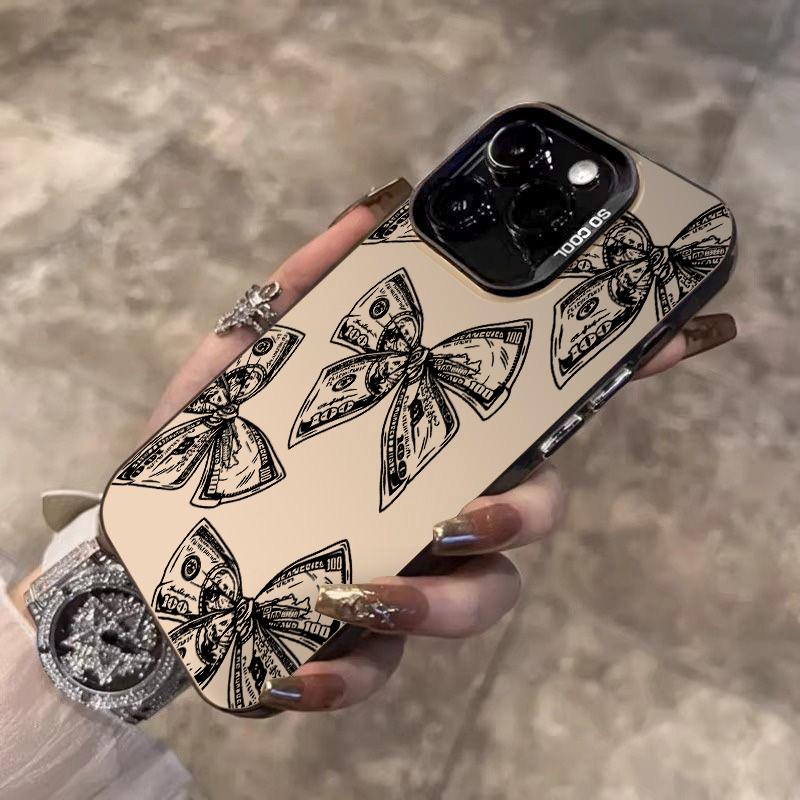 Aesthetic Wealth Bowknot Phone Case For iPhone 17 Air 16 15 13 12 11 Pro Max Pro Plus Anti-Scratch Protective Funda Cover