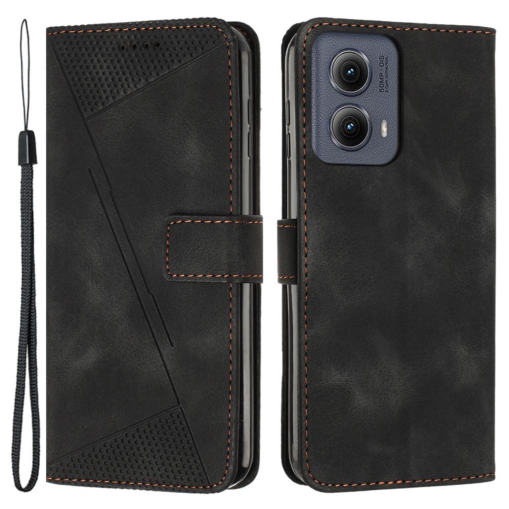 For Motorola Edge (2024) 5G Case Triangle Imprinted PU Leather Wallet Phone Folio Cover