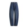 Women Deconstructed Seam Banana Jeans Mid Waist Loose Curved Cocoon Wide Leg Denim Trousers