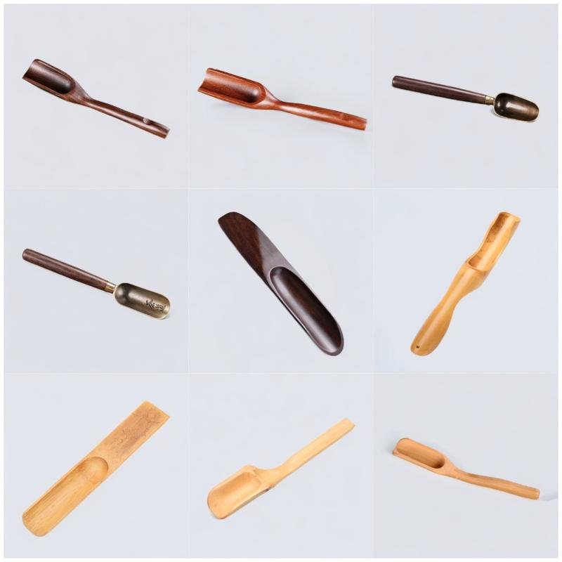 Hand Polished Vintage Ebony Tea Spoon Solid Wood Handle Durable Small Natural Tea Shovel for Home Coffee Bar