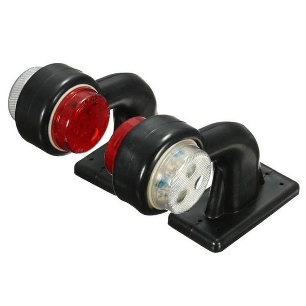 2pc Side Marked Lamp 12 LED 12V‑24V Elbow Side Marker Indicator Light Lamp Red White Tail Light Assembly