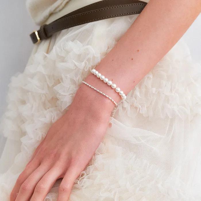 (SILVER 925) Bold Chain Pearl Point Bracelet JB001