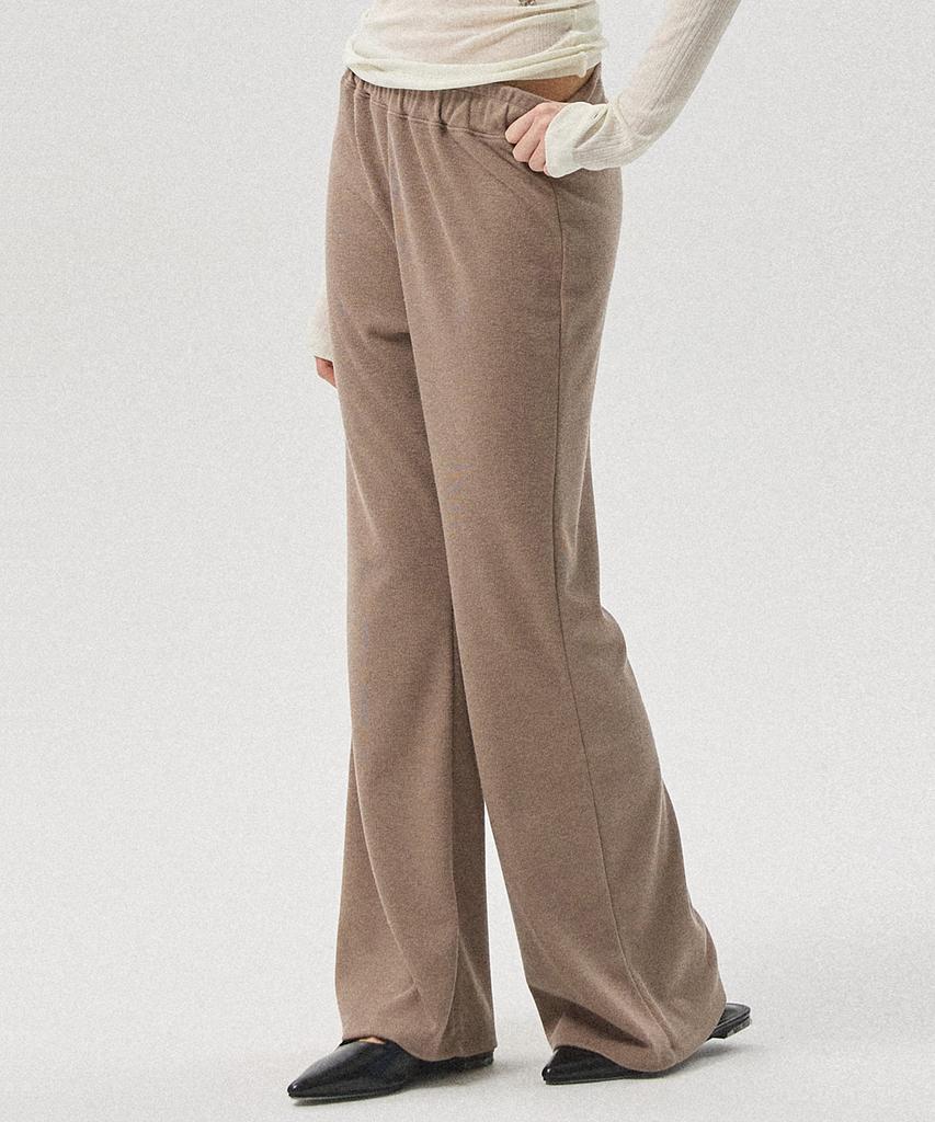 Aheule Lior Jersey Bootcut Banding Pants_Brown