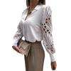 2025 Spring-Summer Women's Solid Color Lace Patchwork Blouse