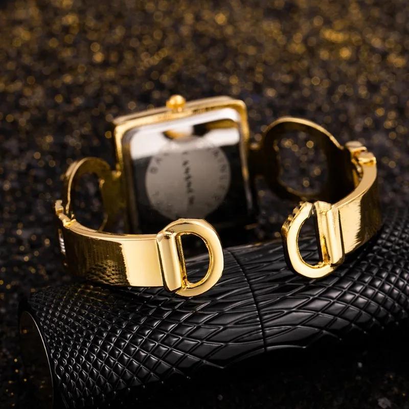 Orologio da donna di marca di lusso, stile elegante, cinturino in metallo, quadrato, orologio al quarzo alla moda per donna, orologio da polso da donna