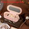 Jewelry Storage Box Pu Material With Mirror For Travel And Gifting