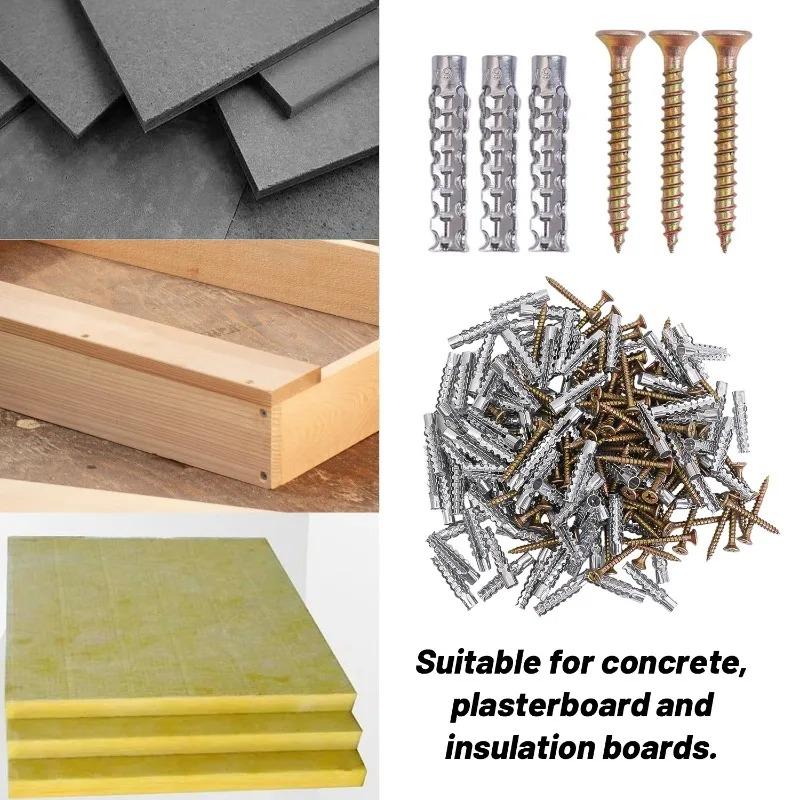 Self Tapping Screws Drilling Plug Wall Anchor Kit Fixing Expansion Drywall Steel Screw Fastener Woodworking Accessories with Box