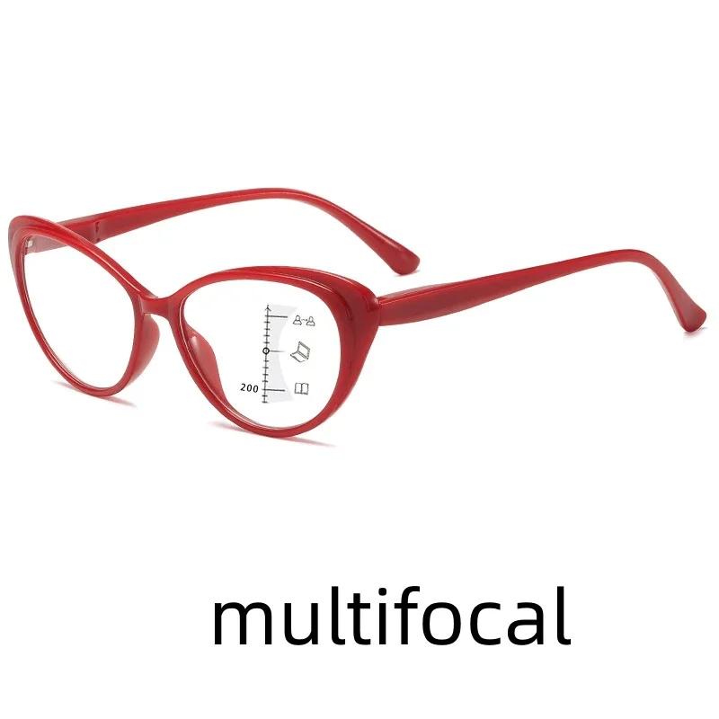 Thick Frame Multifocal Progressive Presbyopia Glasses Transparent Lenses Spring-Loaded Reading Glasses For The Elderly