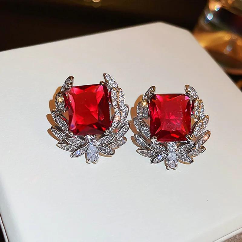 2026 Gorgeous Red CZ Women's Cubic Zirconia Earrings, Bright and Elegant   Engagement Wedding Party Jewelry