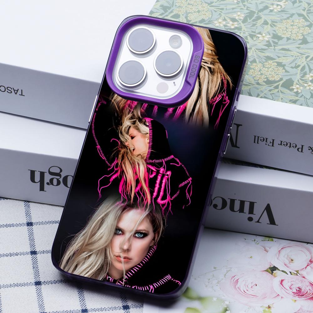 Avril Lavigne Purple Translucent Mobile Phone Case for iPhone 17 16 15 14 13 12 11 X XR XS Air Pro Max Plus Colorful Cover