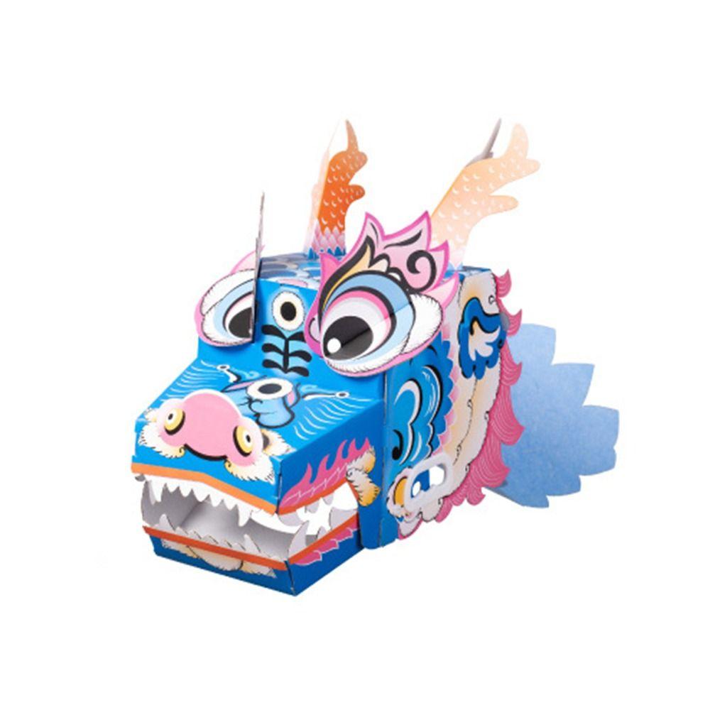 

3D Голова китайского дракона Бумага Детский набор для изготовления Материал Праздник середины осени blue-style 2