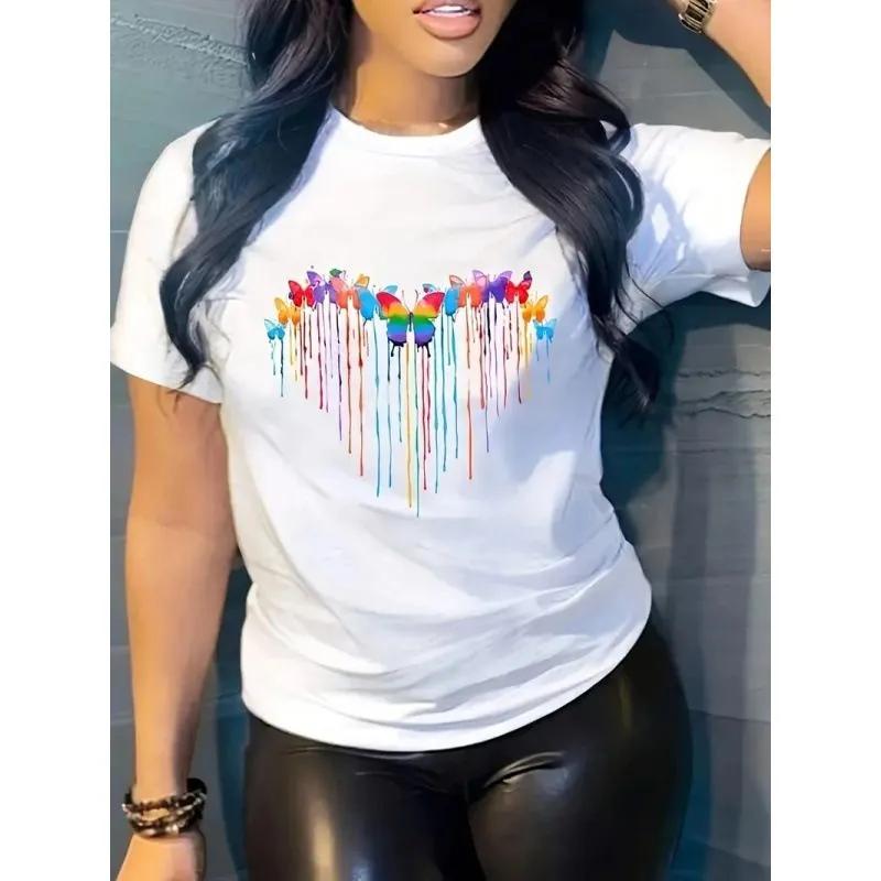 Summer Women's T-shirt Creative Printed Short Sleeved T-shirt Fashionable Comfortable Soft Breathable cotton T-shirt