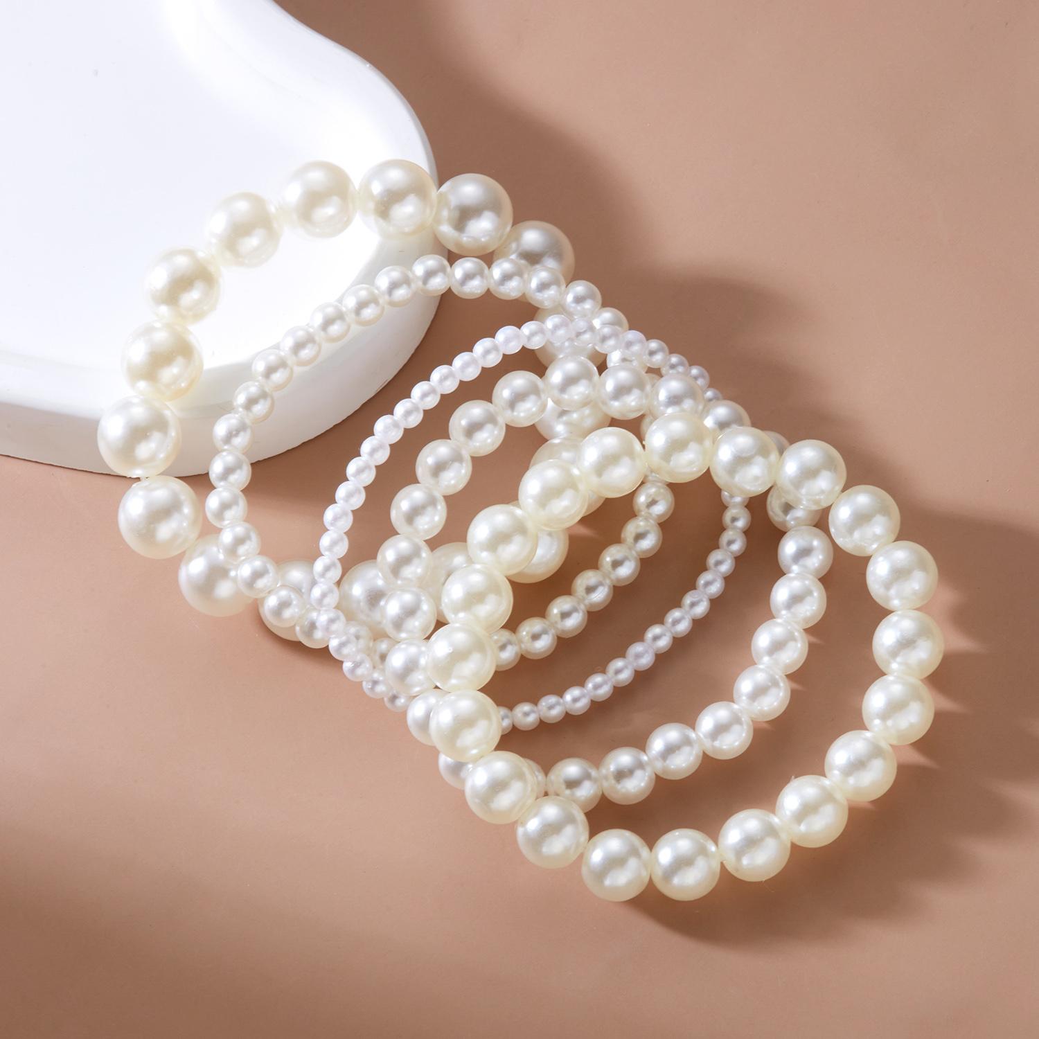 

New Romantic Multi-layer Imitation Pearl Bracelet Fashion Elegant Beaded Stackable Bracelet For Women Wedding Party Jewelry Gift