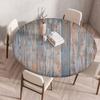 Wood Grain Round Tablecloth Fitted Table Cover with Elastic Edge Rustic Waterproof Table Protector