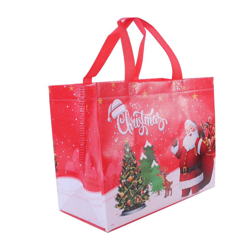 (5pcs In A Pack) Christmas Model A Red Old Man Snowman Thickened Non-woven Tote Bag