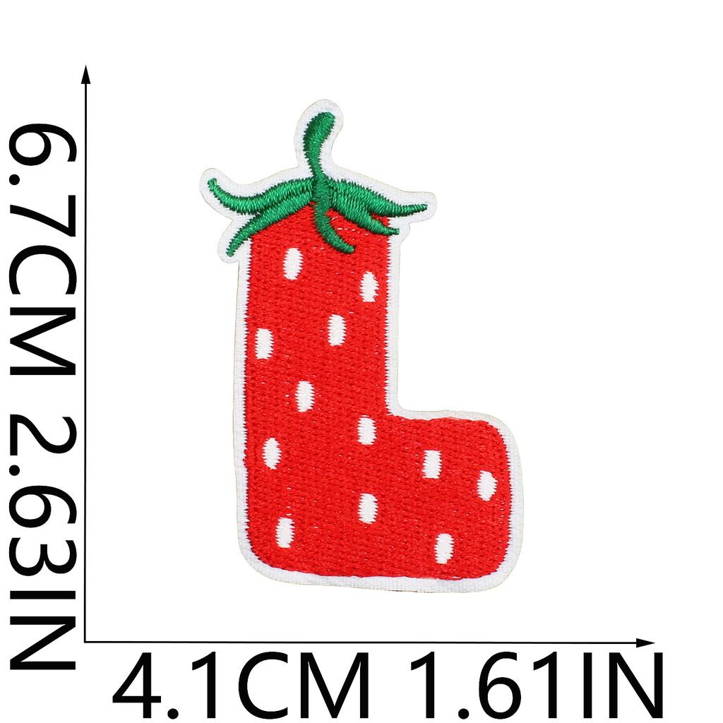 Strawberry English Letter Embroidery Cloth Sticker Bag Decoration 26 English Text Patch Stickers Heat Transfer Computer Embroidery Label
