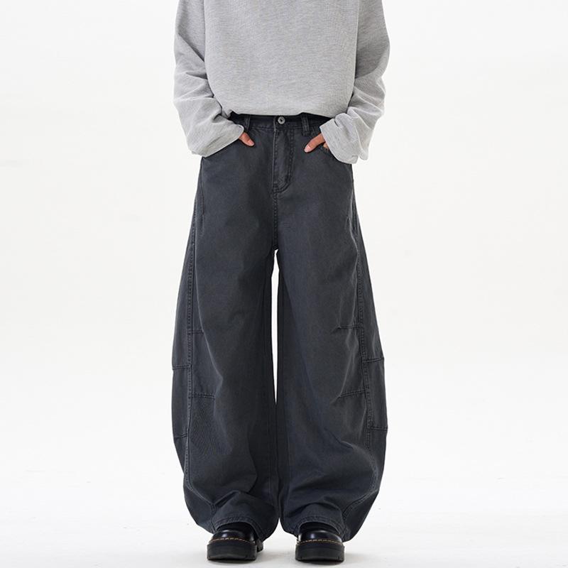 

LKTM Унисекс Американские Ретро Широкие Брюки-Сабли - Деконструированные, Повседневные, Силуэт Клинфит L [125-140 lbs] серый