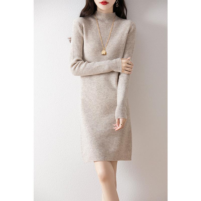 Sukienka damska z kaszmiru Qinghe kaszmir 30% kaszmir 70% wełna jesienno-zimowa spódnica z kaszmiru miękka i ciepła