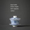 Weiße Keramikschale mit Deckel Hammelfett-Jaspis Teeschale Handbemalt Blau und Weiß Gaiwan Haushalt Kung Fu Schale