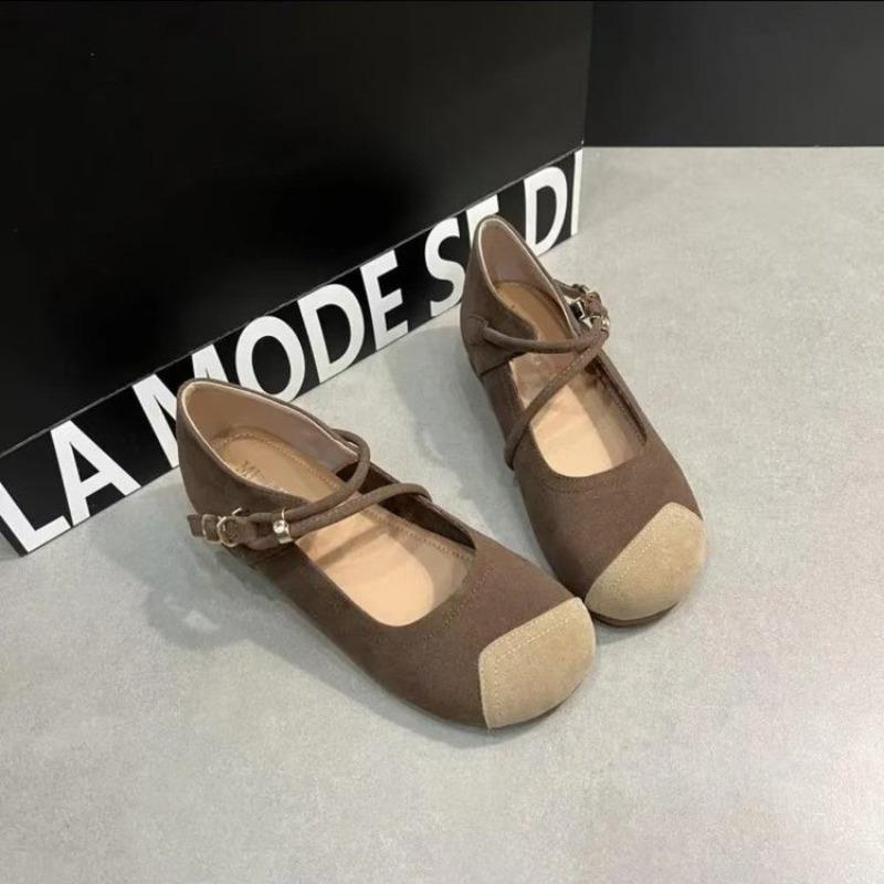 Spring New Flat Shoes Women's Round Head Shallow Mouth Suede Soft Sole Anti-slip Wear-resistant Single Shoes