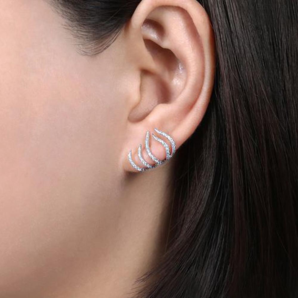 Trendy Multilayer Claws Stud Earrings for Women Silver Color Fashion Contracted Ear Piercing Accessories Dropship Jewelry