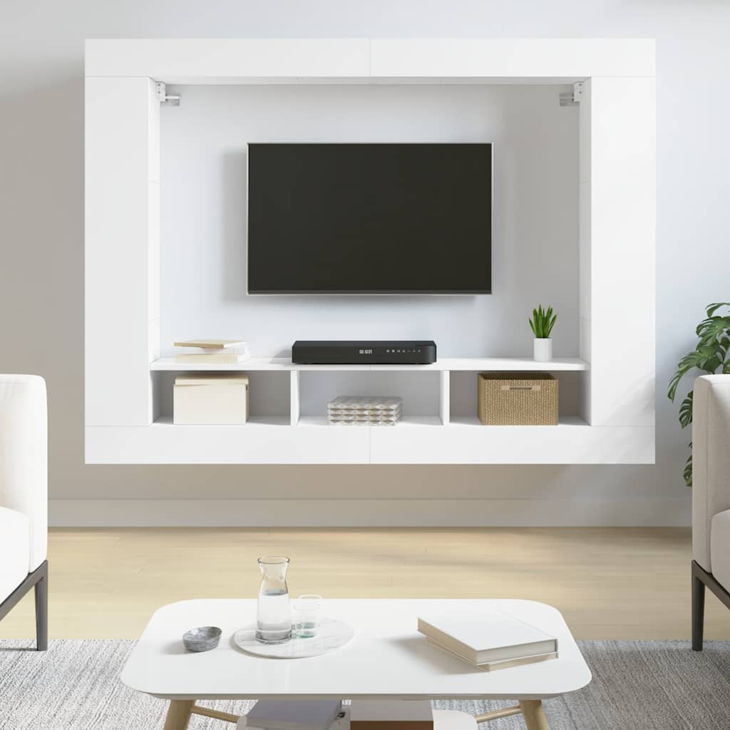 TV Cabinet White 152 X 22 X 113 Cm Particleboard