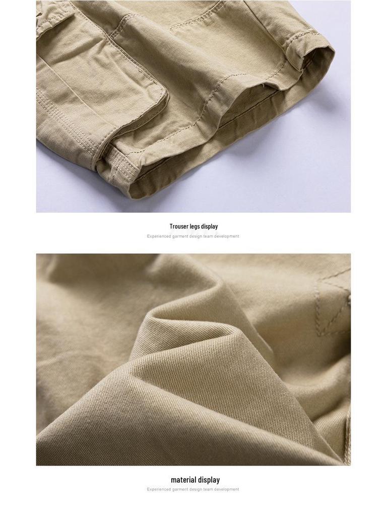 Men's Plus Size Cargo Shorts: Loose-Fit, Mid-Length, Multi-Pocket, Pure Cotton, Breathable, Casual.