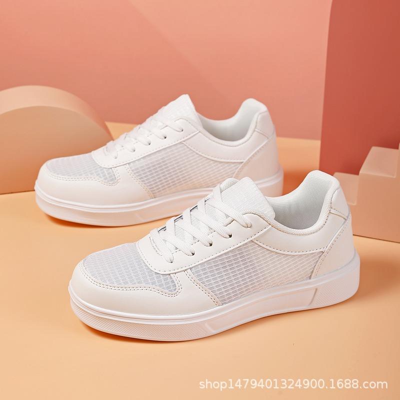 Board Shoes Women's Spring New Thick-soled Versatile Women's Shoes Casual Sports Little White Shoes Breathable Mesh