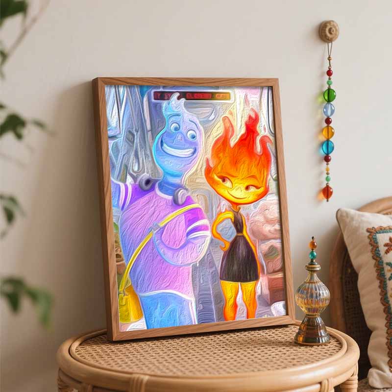 Disney oil painting painting art Elemental movie characters handmade diy painting home decoration gift