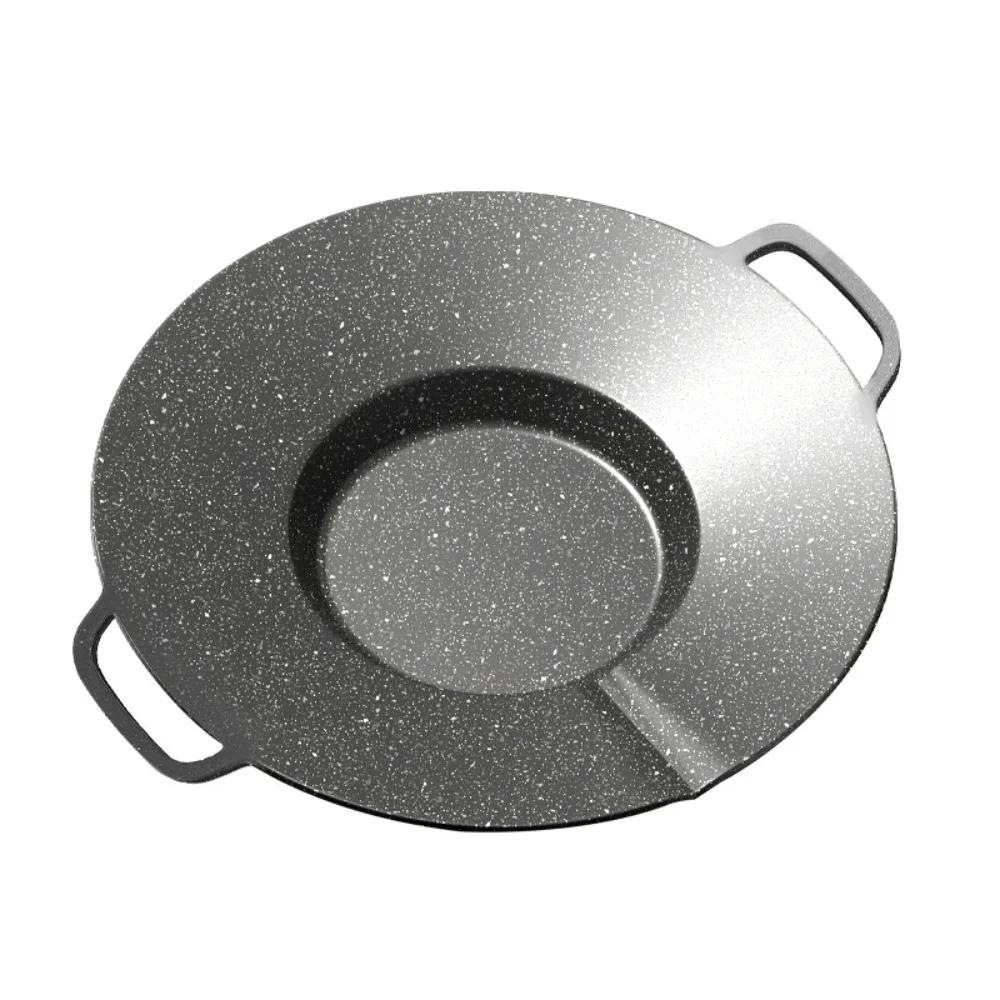 Convenient Round Shape Griddle Pan Thicken Nonstick Deep Baking Tray Flat Base Concave Design Flat Skillet Grill