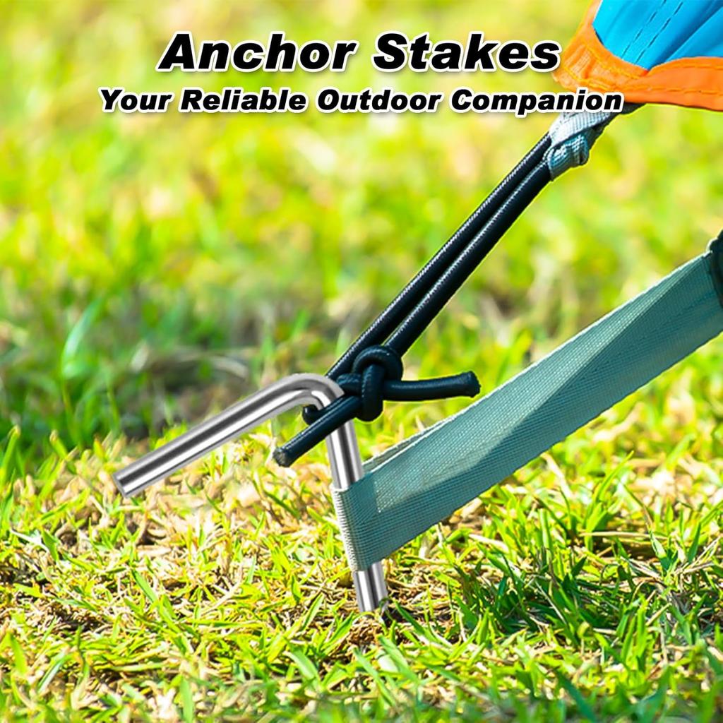 Galvanized Steel Tent Pegs Titanium Tent Nails with Bend Hook Outdoor Camping Tent Stakes for Camping Supplies