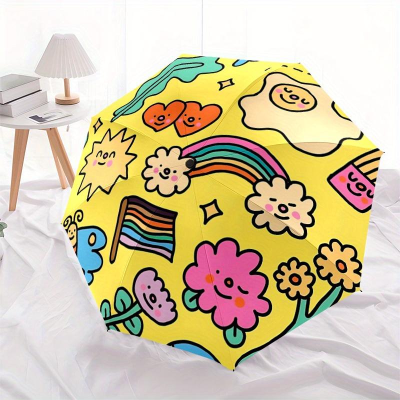 1pc Rainbow Flag Automatic Folding Umbrella, Portable & Foldable Design with 8 Ribs, Casual Outdoor Accessory Halloween and Christmas Gifts