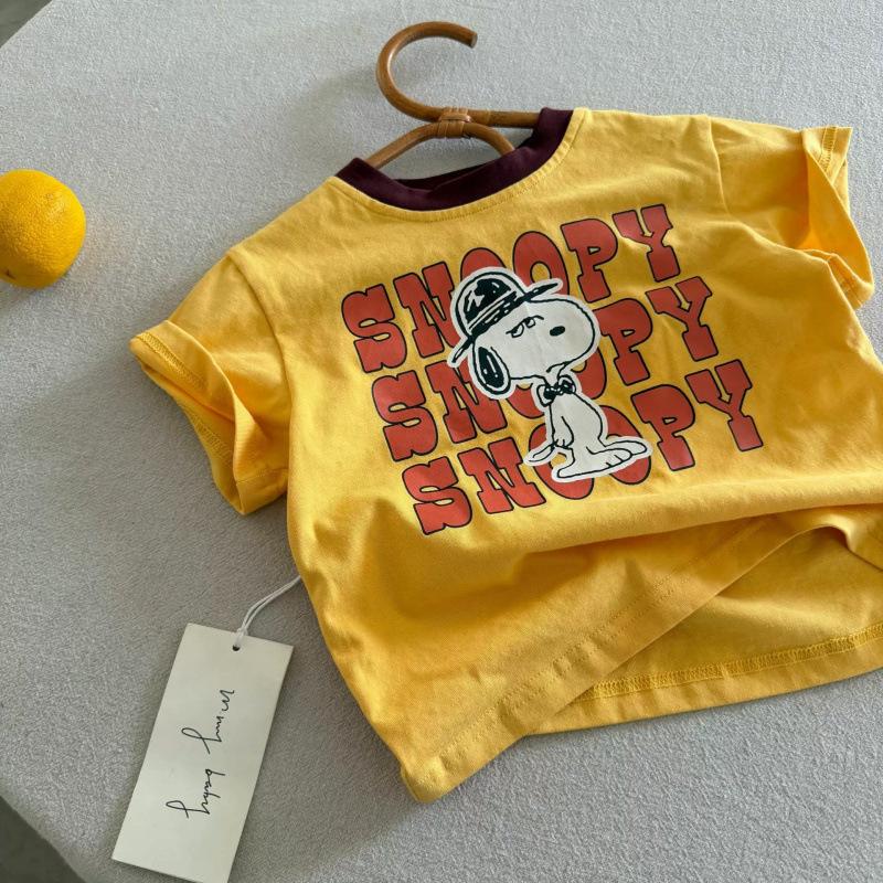 Kids Summer Cotton Cartoon Print T Shirt Boys Girls Short Sleeve Casual Basic Tee For Toddlers