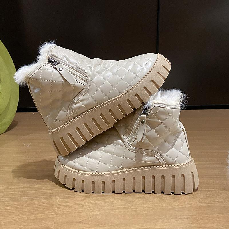 Fleece high-top snow boots for women's 2025 winter new student ins Korean version of warm and casual thick bottom height increase ZY12296