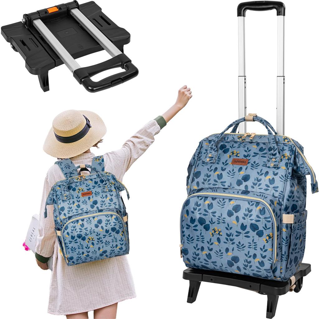 TORIBIO Foldable Shopping Assembly Shopping with Two Wheels and Carry-On Bag, Lightweight, Convenient, Compact, Side-Push, Detachable, 2-Way,