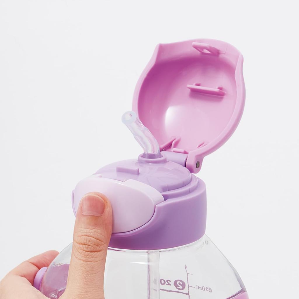 Skater Straw Water Bottle with Shoulder Sanrio Kuromi and Mashu Gummy PDSH8DX One-Push Strap, 780ml,