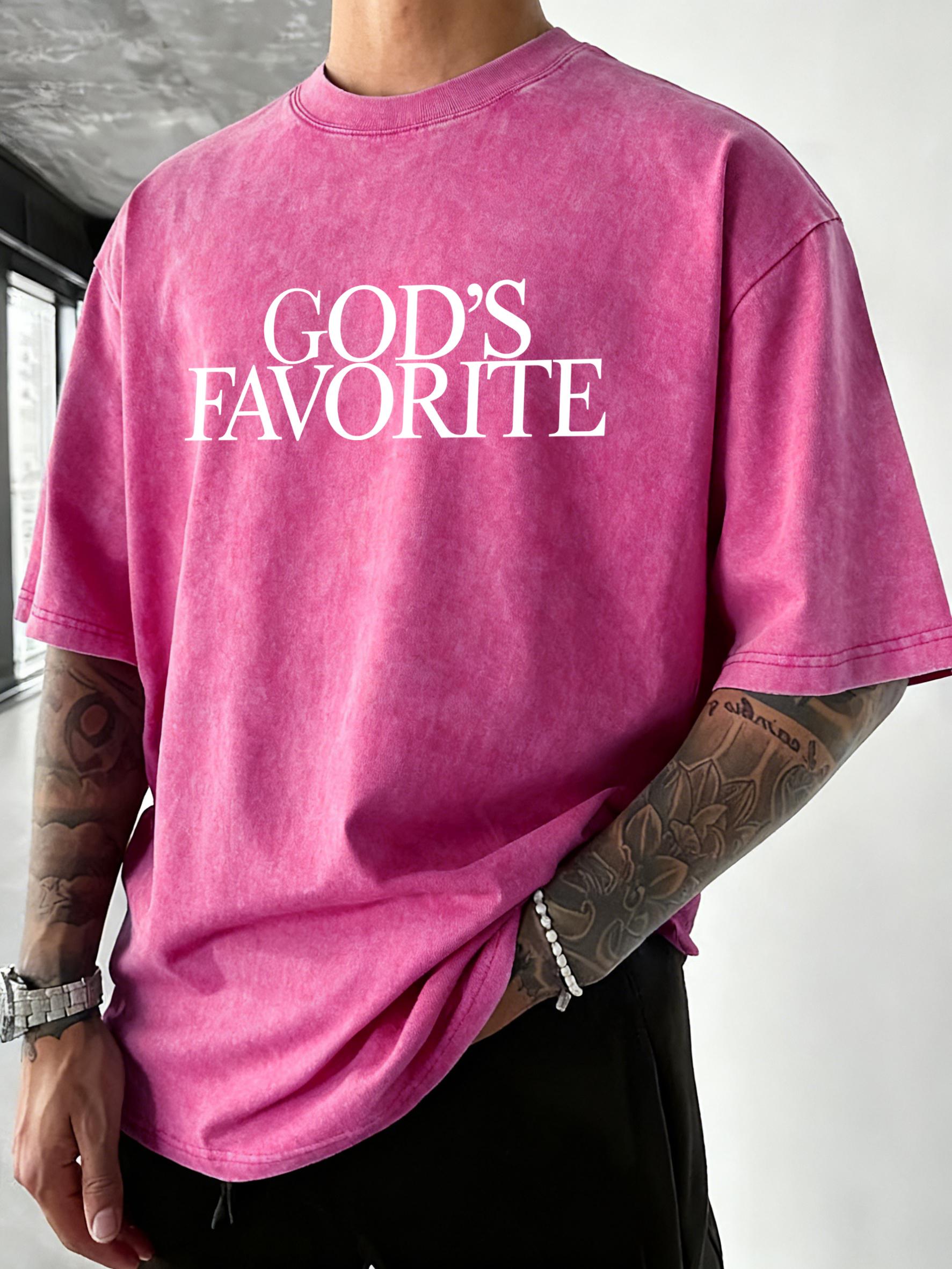 

GodS Favorite Pattern Men Washed TShirt Casual Loose T Shirts Summer Cotton Streetwear Vacation Breathable Short Sleeve S