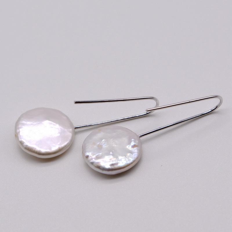 Boucles d'oreilles perle blanche perle naturelle boucles d'oreilles argent pièce d'argent perle baroque boucles d'oreilles goutte hameçon boucles d'oreilles femme