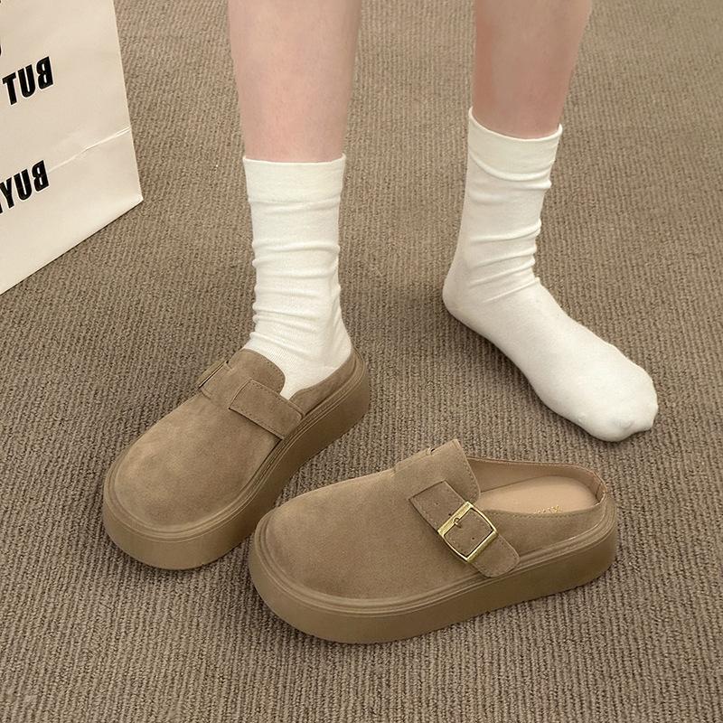 Baotou Girl 2025 Spring New Thick-bottomed Muffin Casual Fashion Lazy One Pedal Half Slippers