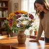 UV Resistant Autumn Sunflower Peony Bouquet Mixed Floral Sunflower Floral Decor  Table Centerpiece