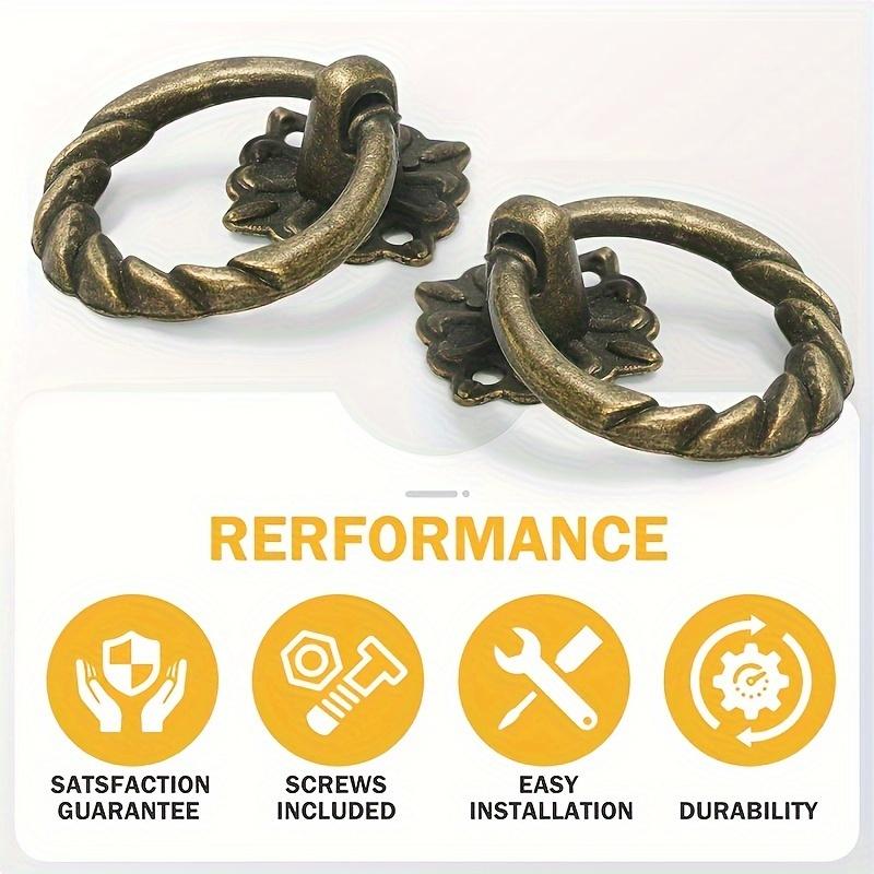 6/10/20pcs Vintage Bronze Flower Hanging Ring Drawer Pulls Small Vintage Cabinet Ring Knobs Metal Drawer Ring Knobs