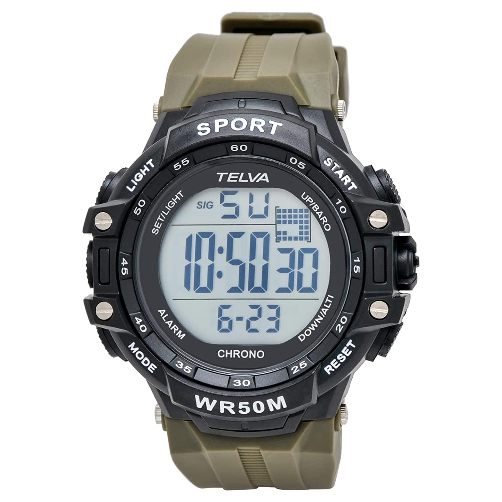 

[Klefa] Digital Watch, Waterproof, Stopwatch Function, Urethane Strap, 191144 Men s, Khaki