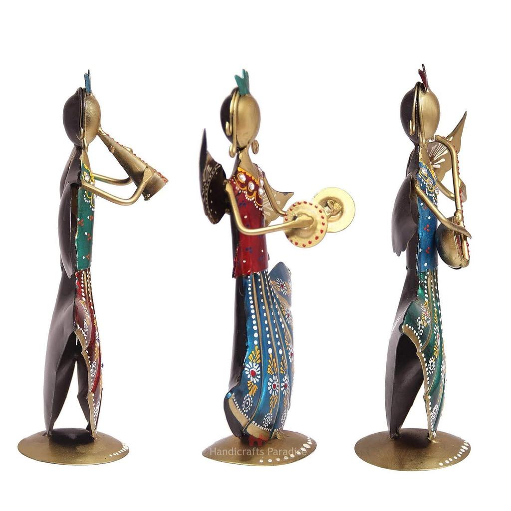 Wrought Iron Musical Angels for Home Décor Showpiece, 9.5 Inch, Set of 3 Piece