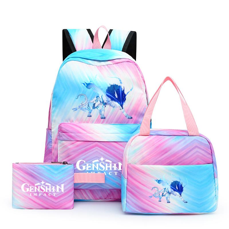 3Pcs/set Anime Girl Backpack Set School Students Kawaii Back To School Backpack Boy Children Lunch Bags Pencil Box