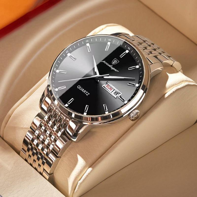 Double Calendar Men'S Watch Waterproof Luminous Ultra-Thin Quartz Watch